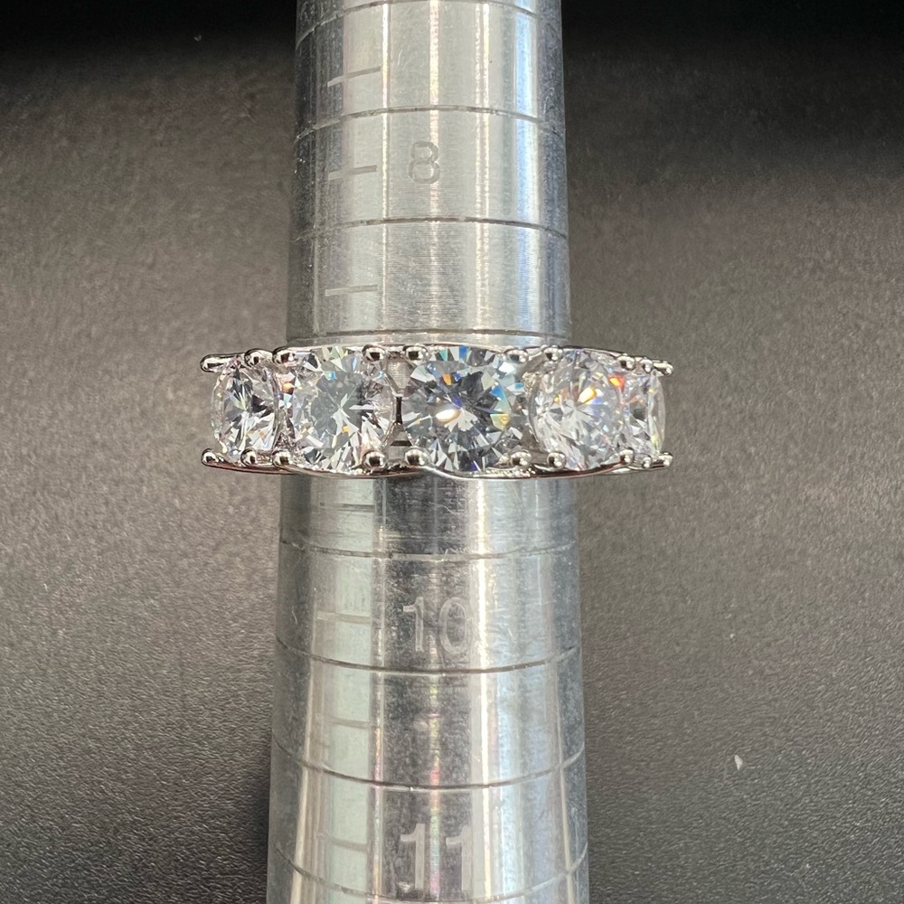 Classic Silver-Tone Five-Stone Clear CZ Eternity Ring - 5 carats